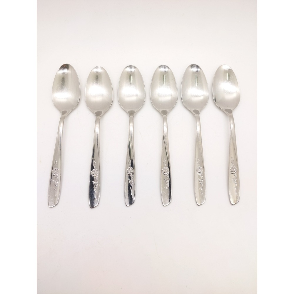 Oneida Rogers Sweet Briar Rose Flatware Spoons 6pc Stainless Floral Design